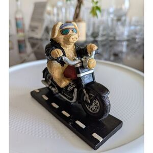 Young’s MG cruising highway hog on a motorcycle resin figurine